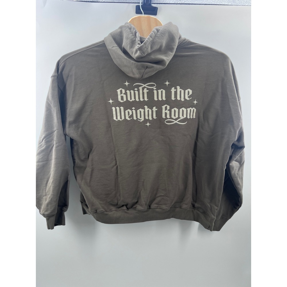 Gymshark Mens XXL Brown Built in the Weight Room Graphic Pullover Hoodie